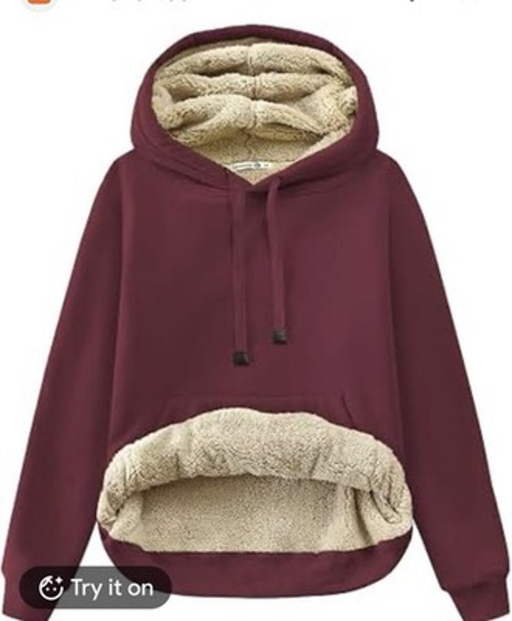 Amazon Essentials Sherpa Lined Hoodie Sweatshirt Jacket Burgundy NWT Womens 2XL